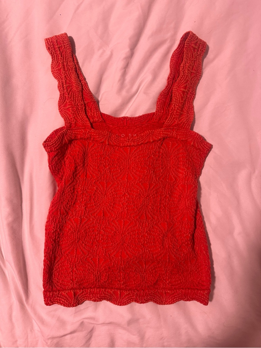 Women’s Red Textured Knit Tank with Wide Straps